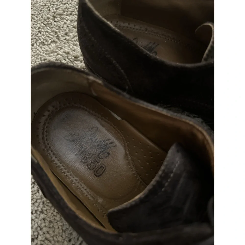 Johnston & Murphy EST 1850 Mens Wingtip Oxford Shoes Brown Suede Sheepskin Lined
